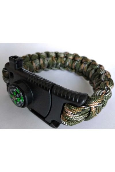 Parakord Siyah Survival Bileklik  Kamuflaj