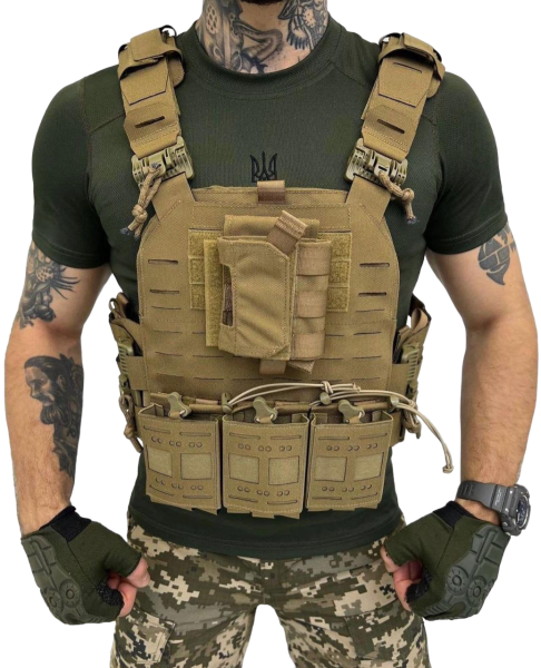 Askeri Hücum Yeleği Bej Renk Düz Desen