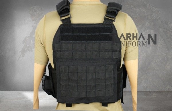 Attack Siyah MOLLE Taktik Plate Carrier Yelek – Ayarlanabilir, Çok Cepli