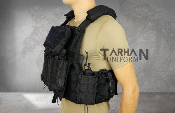 Attack Siyah MOLLE Taktik Plate Carrier Yelek – Ayarlanabilir, Çok Cepli