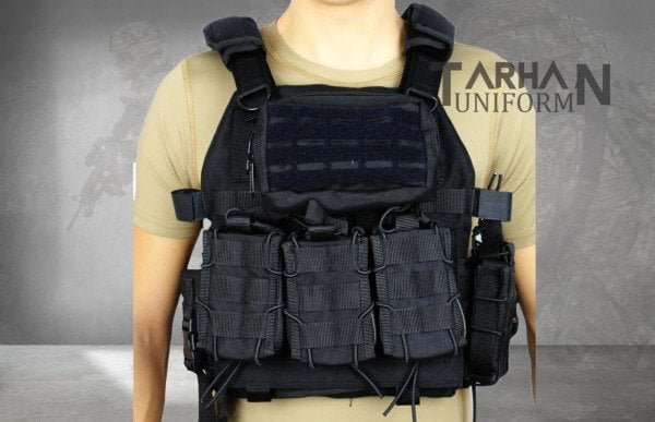 Attack Siyah MOLLE Taktik Plate Carrier Yelek – Ayarlanabilir, Çok Cepli