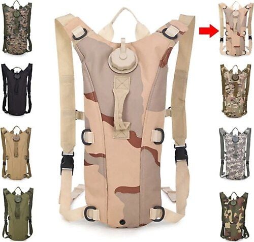 Attack Tactical Beige Kamuflaj Hidratasyon Çantası – 2L Su Torbası, Ayarlanabilir Askılar & MOLLE Uyumlu