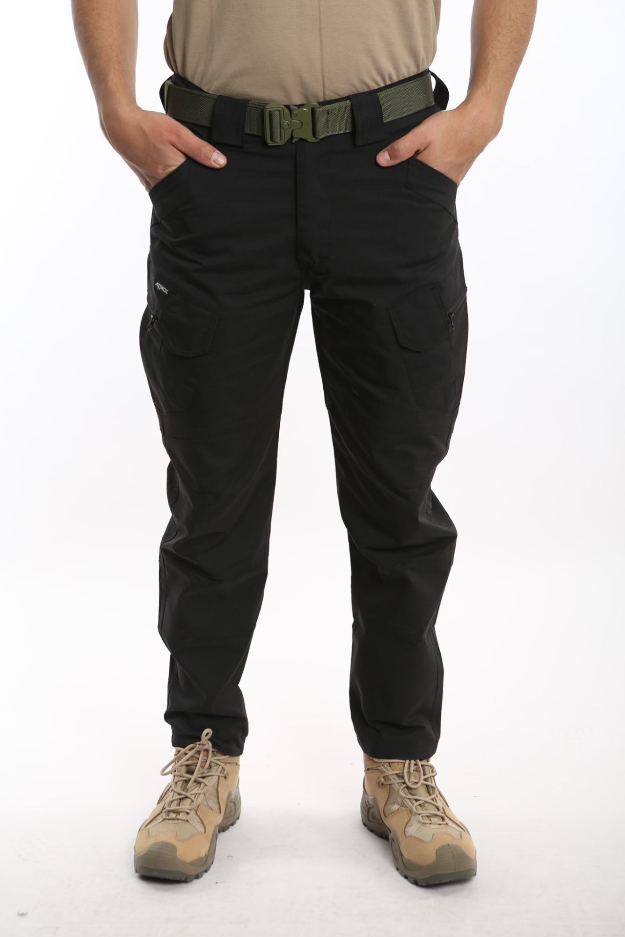 Attack Taktik Siyah Çok Cepli Pantolon | Ripstop & Elastik Bel
