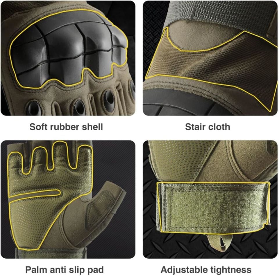 Attack Haki Parmaksız Taktik Kısa Eldiven – Darbeye Dayanıklı Knuckle Koruma & Kaymaz Avuç İçi