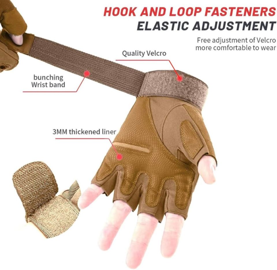 Attack Bej Parmaksız Taktik Eldiven – Darbeye Dayanıklı Knuckle Koruma & Kaymaz Avuç İçi