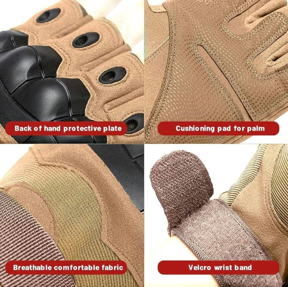 Attack Bej Parmaksız Taktik Eldiven – Darbeye Dayanıklı Knuckle Koruma & Kaymaz Avuç İçi