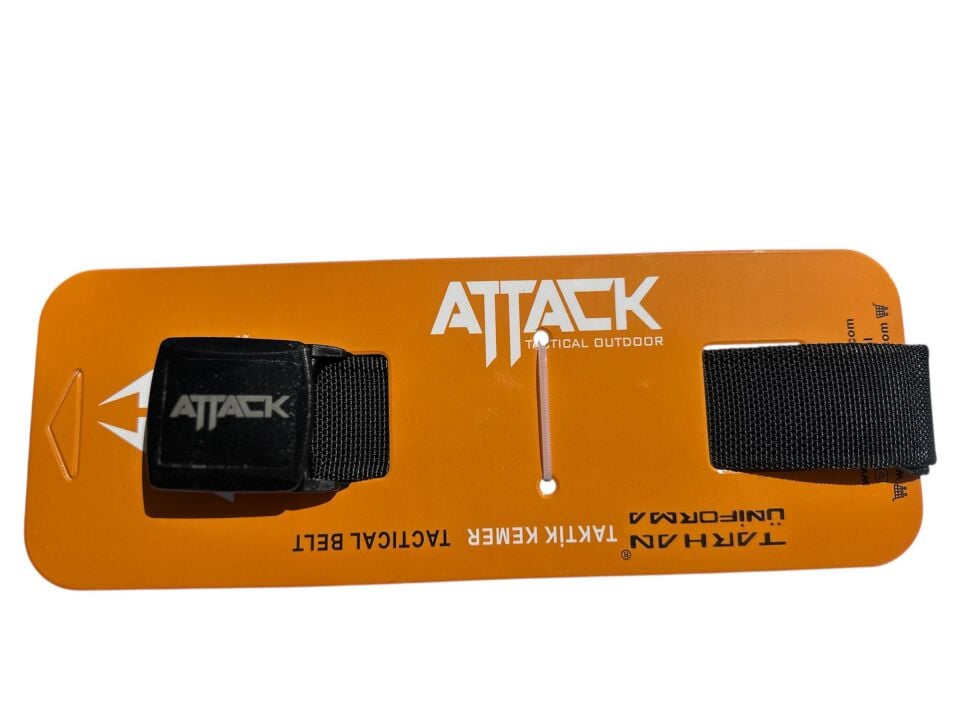 Attack Siyah 4 cm Plastik Tokalı Ayarlanabilir Taktik Kemer – Dayanıklı Naylon Webbing