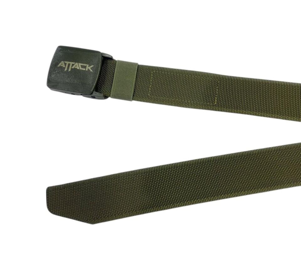Attack Haki 4 cm Plastik Tokalı Ayarlanabilir Taktik Kemer – Dayanıklı Naylon Webbing