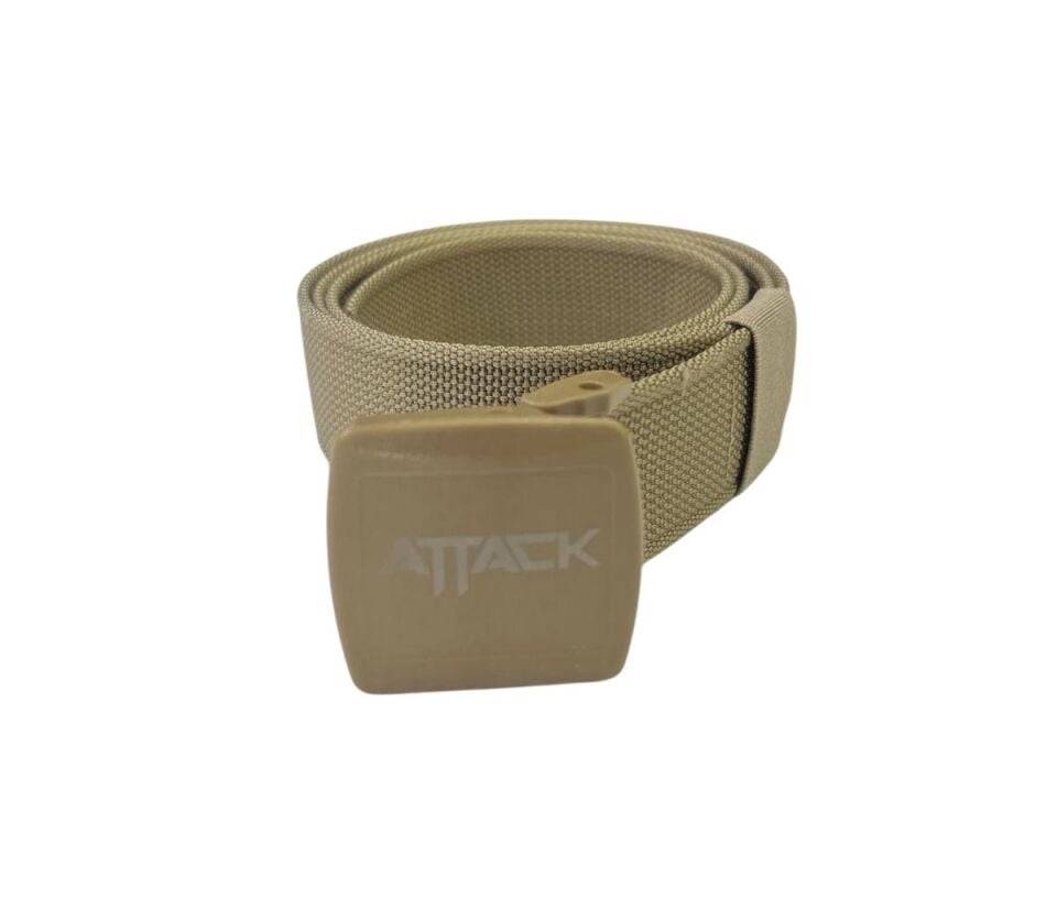 Attack Bej 4 cm Plastik Tokalı Ayarlanabilir Taktik Kemer – Dayanıklı Naylon Webbing