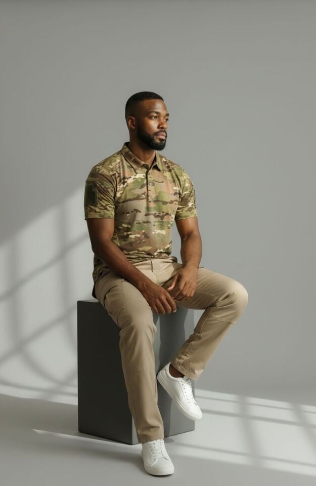 Erkek 604 Kamuflaj Desenli Polo Yaka Tişört – Nefes Alabilir, Günlük & Outdoor Kullanım