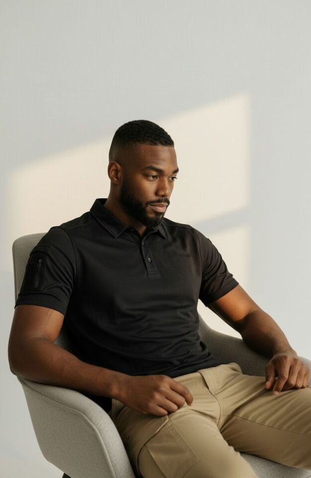 Erkek 604 Siyah Polo Yaka Tişört – Kısa Kollu, Rahat Kesim, Günlük & Outdoor Kullanım