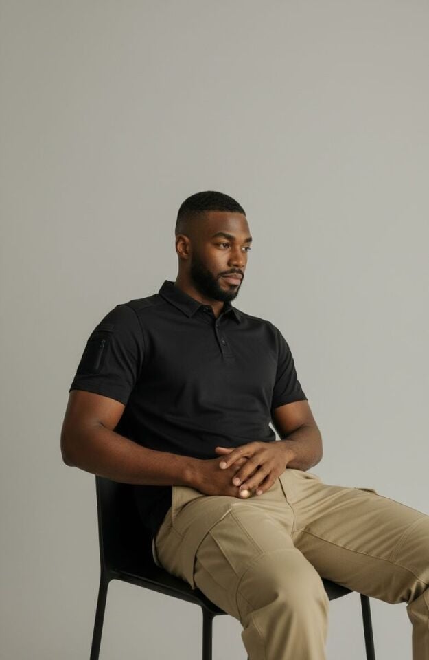 Erkek 604 Siyah Polo Yaka Tişört – Kısa Kollu, Rahat Kesim, Günlük & Outdoor Kullanım