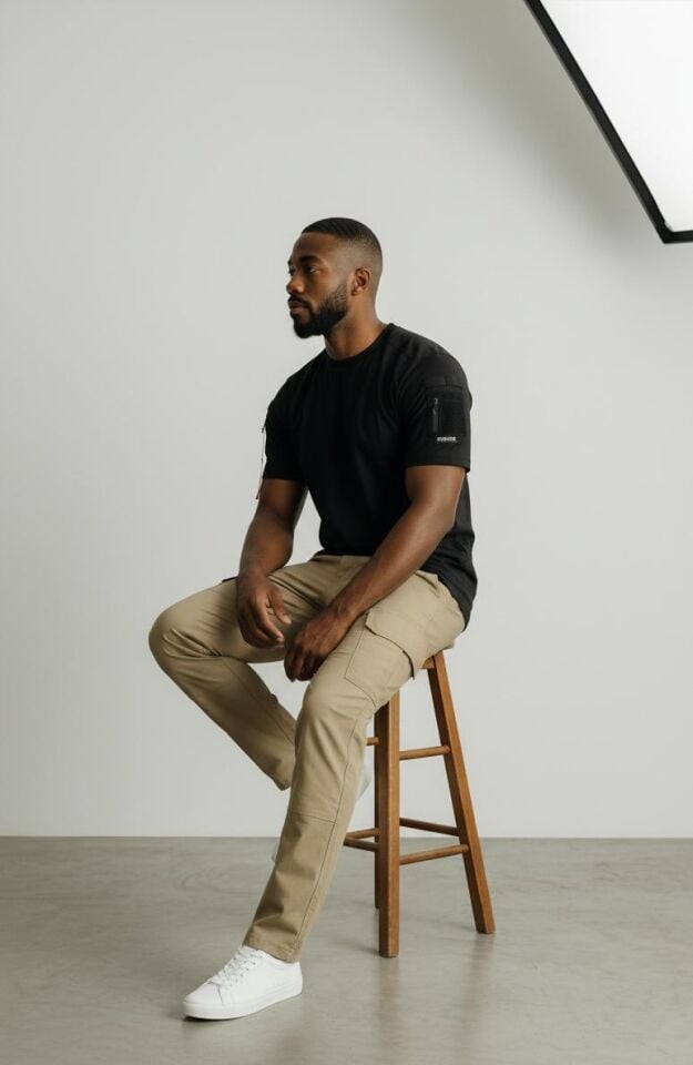 Attack 603 Erkek Siyah Taktik Tişört – Bisiklet Yaka, Kısa Kollu, Outdoor & Günlük