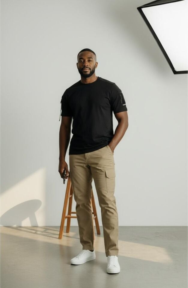 Attack 603 Erkek Siyah Taktik Tişört – Bisiklet Yaka, Kısa Kollu, Outdoor & Günlük