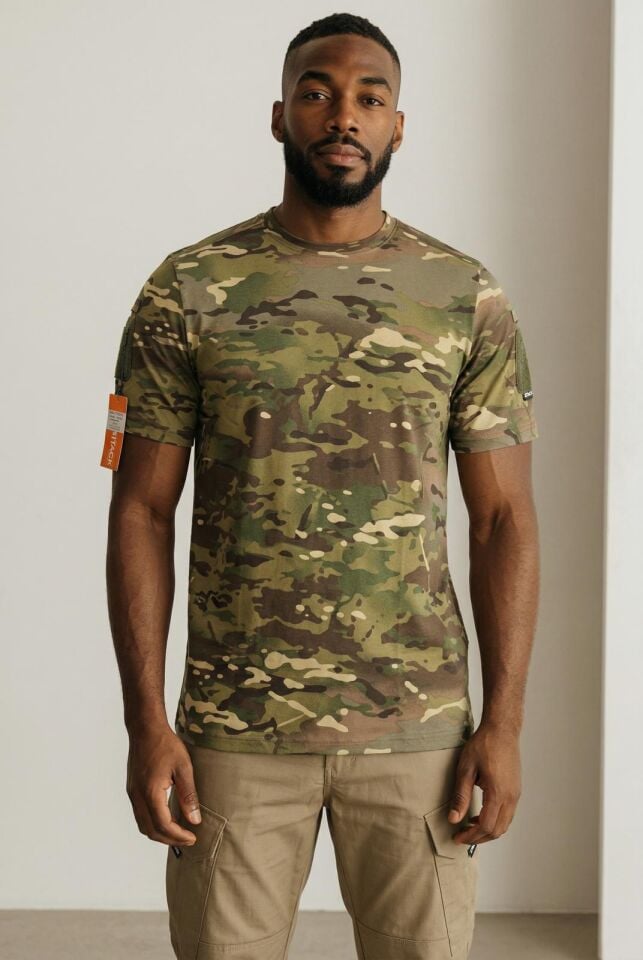 Attack 603 Erkek Kamuflaj Taktik Tişört – Bisiklet Yaka, Kısa Kollu, Outdoor & Günlük