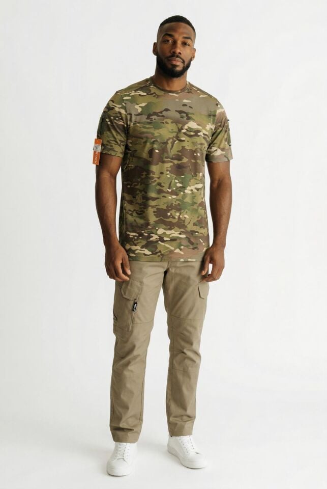 Attack 603 Erkek Kamuflaj Taktik Tişört – Bisiklet Yaka, Kısa Kollu, Outdoor & Günlük