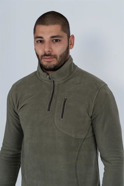 Taktik yarım fermuarlı sweatshırt polar anti pilling fit dik yaka polar HAKİ-903