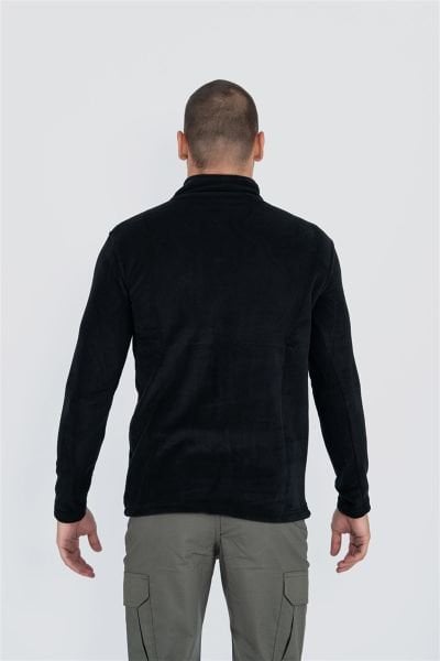 Taktik yarım fermuarlı sweatshırt polar anti pilling fit dik yaka polar SİYAH-903