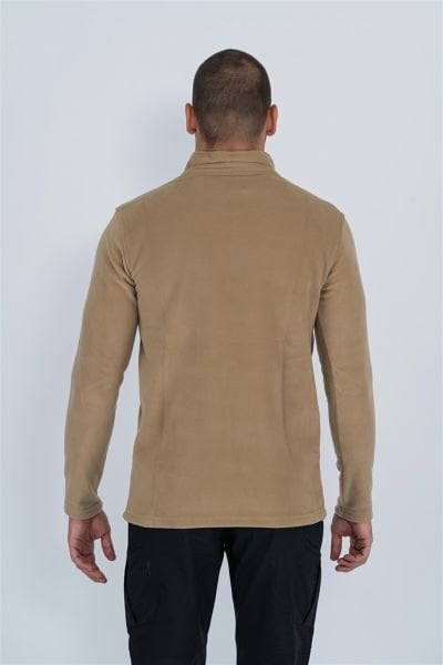Taktik yarım fermuarlı sweatshırt polar anti pilling fit dik yaka polar bej-903