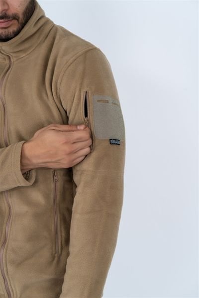 Taktik dik yaka erkek polar mont BEJ-320
