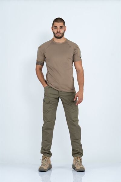 Tactikal taktik tişört yuvarlak bisiklet yaka tişört outdoor T-shirt BEJ - 801 PİKE-CMB-PIKE-KK-801-001