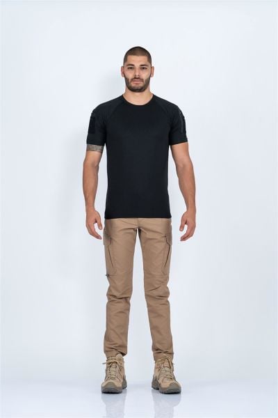 Tactikal taktik tişört yuvarlak bisiklet yaka tişört outdoor T-shirt SİYAH - 801 PİKE - CMB-PIKE-KK-801-001