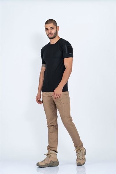 Tactikal taktik tişört yuvarlak bisiklet yaka tişört outdoor T-shirt SİYAH - 801 PİKE - CMB-PIKE-KK-801-001