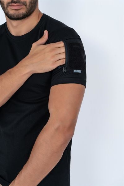 Tactikal taktik tişört yuvarlak bisiklet yaka tişört outdoor T-shirt SİYAH - 801 PİKE - CMB-PIKE-KK-801-001
