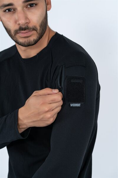 TacticalTactical T-Shirt Pike Uzun Kol, Siyah-CMB-PIKE-UK-801-001