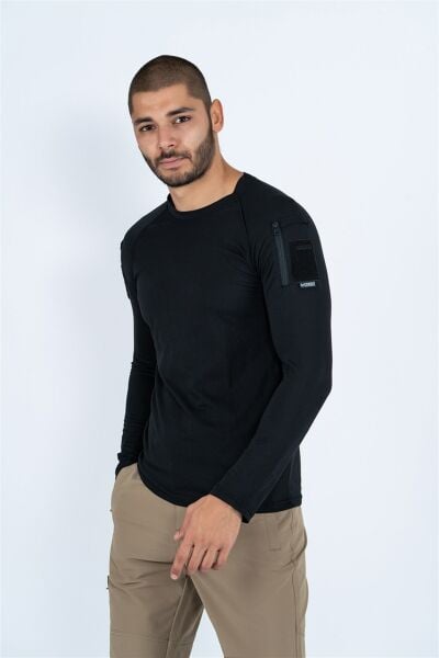 TacticalTactical T-Shirt Pike Uzun Kol, Siyah-CMB-PIKE-UK-801-001