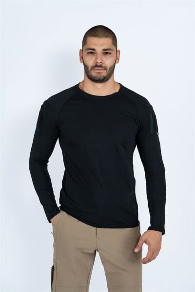 TacticalTactical T-Shirt Pike Uzun Kol, Siyah-CMB-PIKE-UK-801-001
