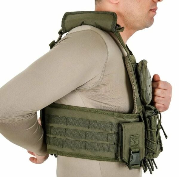 Attack Haki MOLLE Taktik Plate Carrier Yelek – Ayarlanabilir, Çok Cepli
