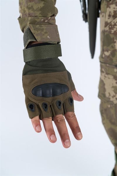 Tactical Kısa Parmak Destekli Eldiven (Haki Renk)